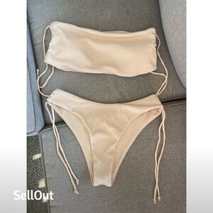 Shein Women's Ribbed Bandeau Bikini Set Size L 2 Piece